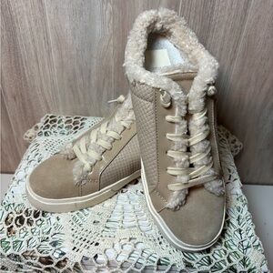 Dolce Vita Zantel Cream Fur Lined Sneakers Slip on